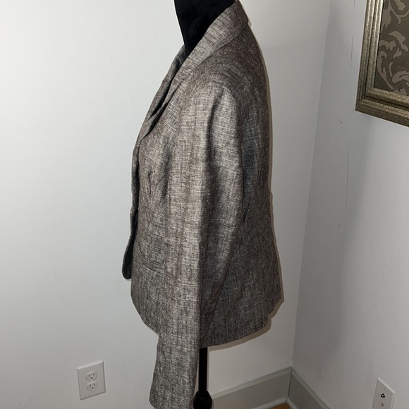ET VOUS Linen blend brown buttoned front blazer women’s jacket Sz 18 - Picture 3 of 7